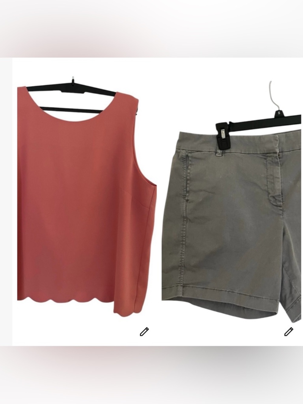 Set of J.Crew scalloped-hem top XL & J.Crew chino shorts 14